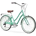 sixthreezero EVRYjourney Women's Steel Beach Cruiser Bike, Step Through Hybrid Bicycle, 26 Inch Wheels, Multiple Speed Options and Colors