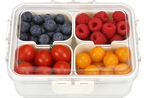 Portable Snackle Box Container, 4 Compartment Clear Snack Box Organizer for Candy, Fruits, Snacks, Nuts, Charcuterie, Veggies