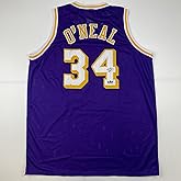 Facsimile Autographed Shaquille Shaq O'Neal Los Angeles LA Purple Reprint Laser Auto Basketball Jersey Size Men's XL