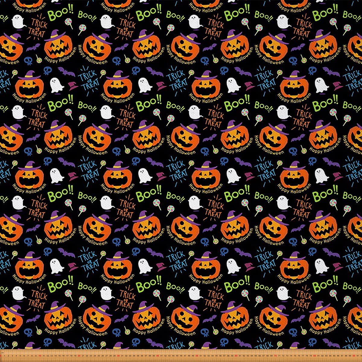 Halloween Fabric by The Yard,Pumpkin Lantern Fabric for and Home DIY Projects,Ghost Trick or Treat Bat Waterproof Outdoor Fabric,1 Yard,(L92*W150cm)