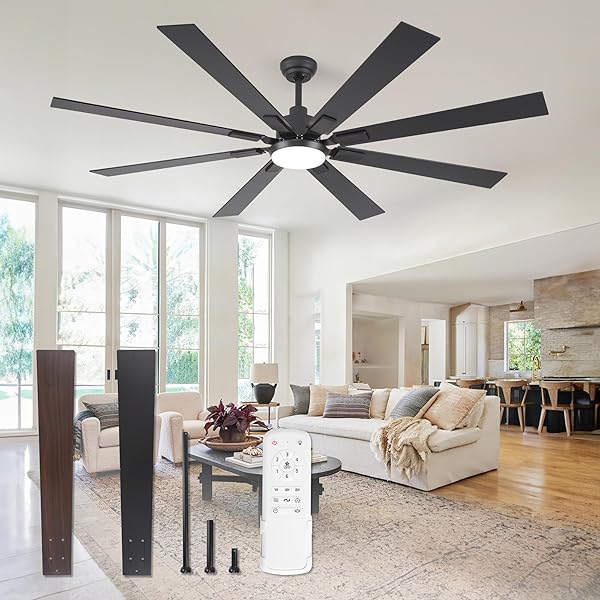 ZMISHIBO 72 INCH LARGE CEILING FANS WITH LIGHTS...