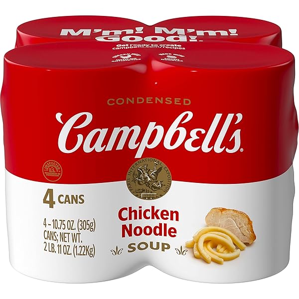 CAMPBELL’S CONDENSED CHICKEN NOODLE SOUP, 10.75 OUNCE CAN WITH POP-TOP LID (PACK OF 4) (PACKAGING MAY VARY)