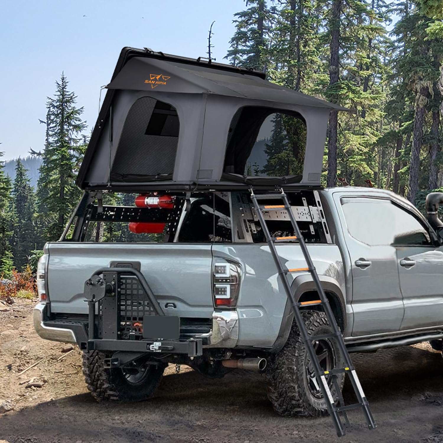 Photo 1 of SanHima Rooftop Tent Hard Shell - Hotham Side Overland Aluminium Roof Top Tent Side-Open Design, Larger Space, Tri-Color LED Light & Skyview Window, for 2-3 People Car SUV Truck Camping