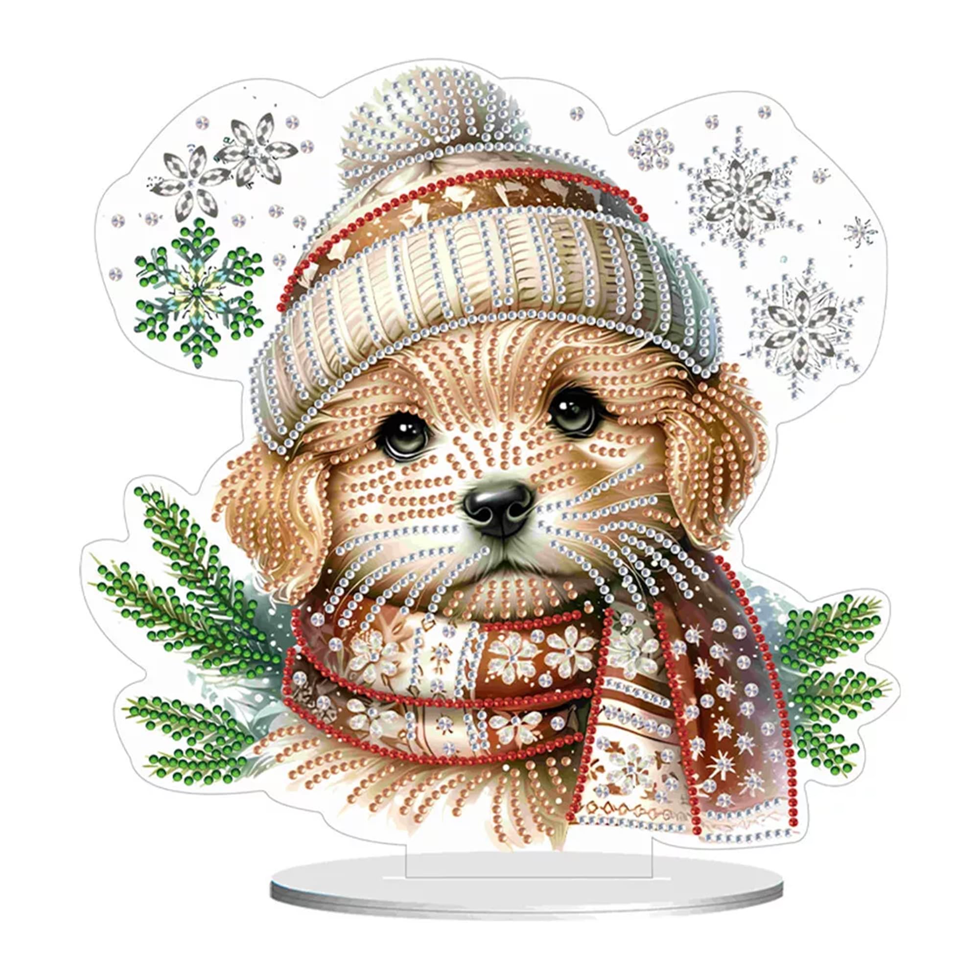 Syntego 5D DIY Diamond Art Kit Crystal Embroidery Rhinestone Approx 24cm x 23cm Acrylic Table Top Decoration (Christmas Puppy)