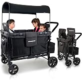 WonderFold W4 Original Stroller Wagon, 4 Seater, Black | Foldable Wagon with an Adjustable Canopy &amp; Deep Carriage, All-Terrain Wheels &amp; 5-Point Harnesses for Babies, Toddlers &amp; Kids