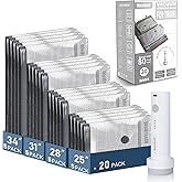BlazeHold 20 Pack Travel Vacuum Storage Bags with Rechargeable Electric Pump, Compression Packing Seal Bag for Luggage, 5 Small + 5 Medium + 5 Large + 5 Jumbo Space Saver Bags for Clothing Travel