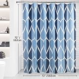 Shower Curtain Geometric Fabric 182x182cm Blue with Metal Hooks view 7