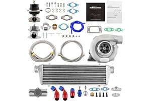 maXpeedingrods T04E T3 T4 Turbo Turbocharger Kit 400HP with Wastegate + Oil Feed Return Line Kit
