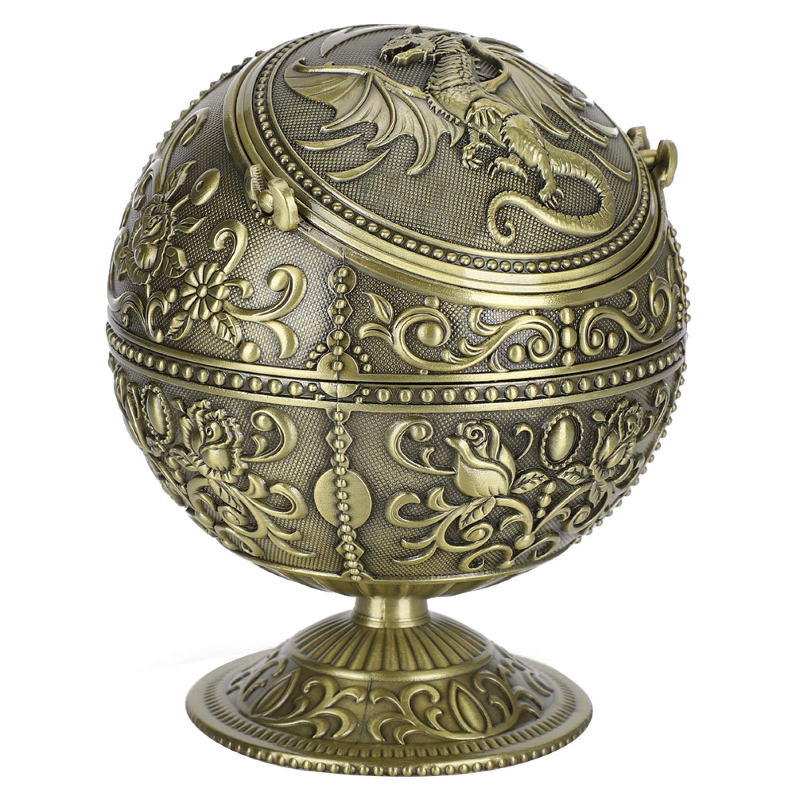 Windproof Ashtray with Lid Portable Cigarettes Ashtray Smoking Ashtray for Indoors Outdoors Cigar Ashtray with Dragon Pattern Nice Gift for Men Women Decoration for Bar Restaurant Hotel