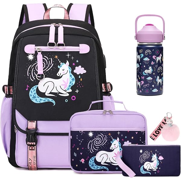 HELLHERO Horse Backpack Set For Kids – 4-in-1 School Bag With Lunch Bag, Pencil Case & Bottle Sleeve