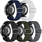 GEAK 5 Pack Stretchy Bands Compatible with Samsung Galaxy Watch 7 6 5 4 FE Band 40mm 44mm 45mm-Watch 6 4 Classic 4 42mm 46mm 43mm 47mm-Active 2, 20mm Adjustable Elastic Nylon Sport Strap Women Men