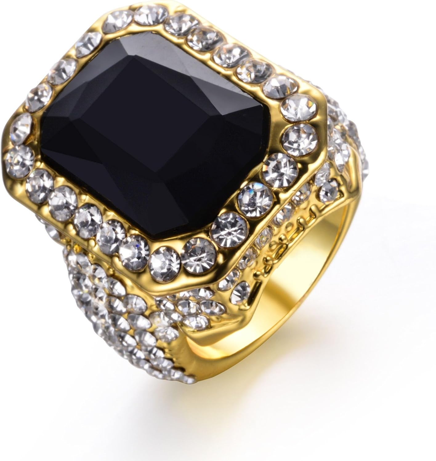 eejart Hip Hop Rings 18K Gold Silver Plated CZ Crystal Ring Amazon.co