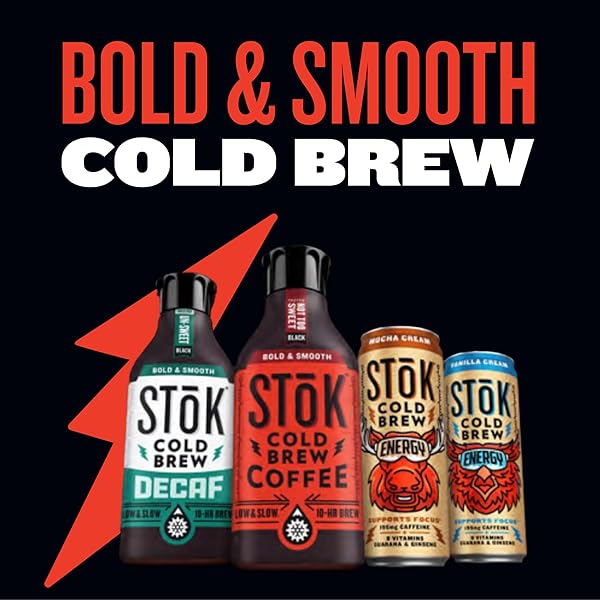 STOK COLD BREW ENERGY CARAMEL CREAM, READY TO DRINK CANNED COFFEE WITH 195MG CAFFEINE TO HELP SUPPORT FOCUS, B VITAMINS, GUARANA AND GINSENG, 11 FL OZ