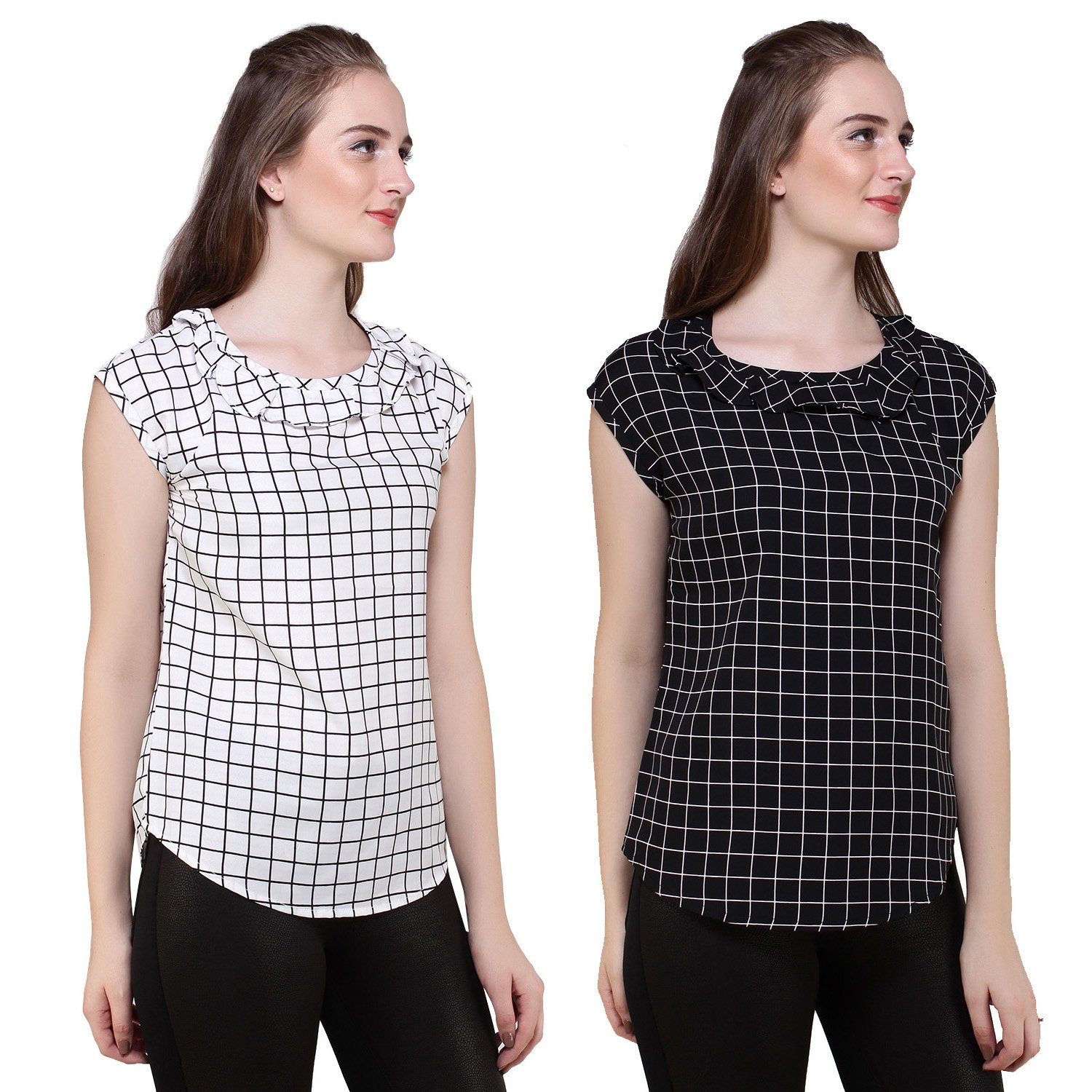 mallory winston white & black sleeveless ruffle