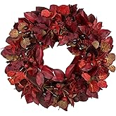 24 lnch Artificial Fall Wreath for Front Door, Large Autumn Wreath with Maple Bay Grape Leaves Berries Fall Door Wreaths for Indoor Outdoor Farmhouse Home Porch Wall Window Thanksgiving Wedding Decor