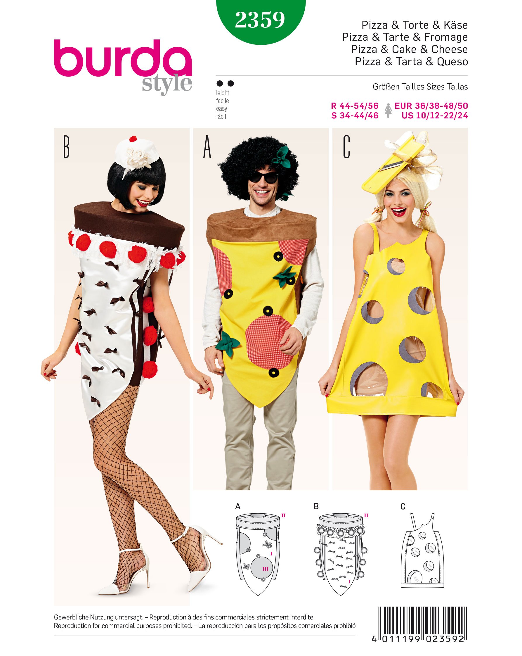 Burda B2359 Sewing Pattern + Pie and Pizza Cheese Paper 19 x 13 x 1 cm White