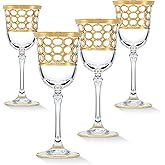 Lorren Home Trends Infinity Gold Ring Red Wine Goblet, Set of 4