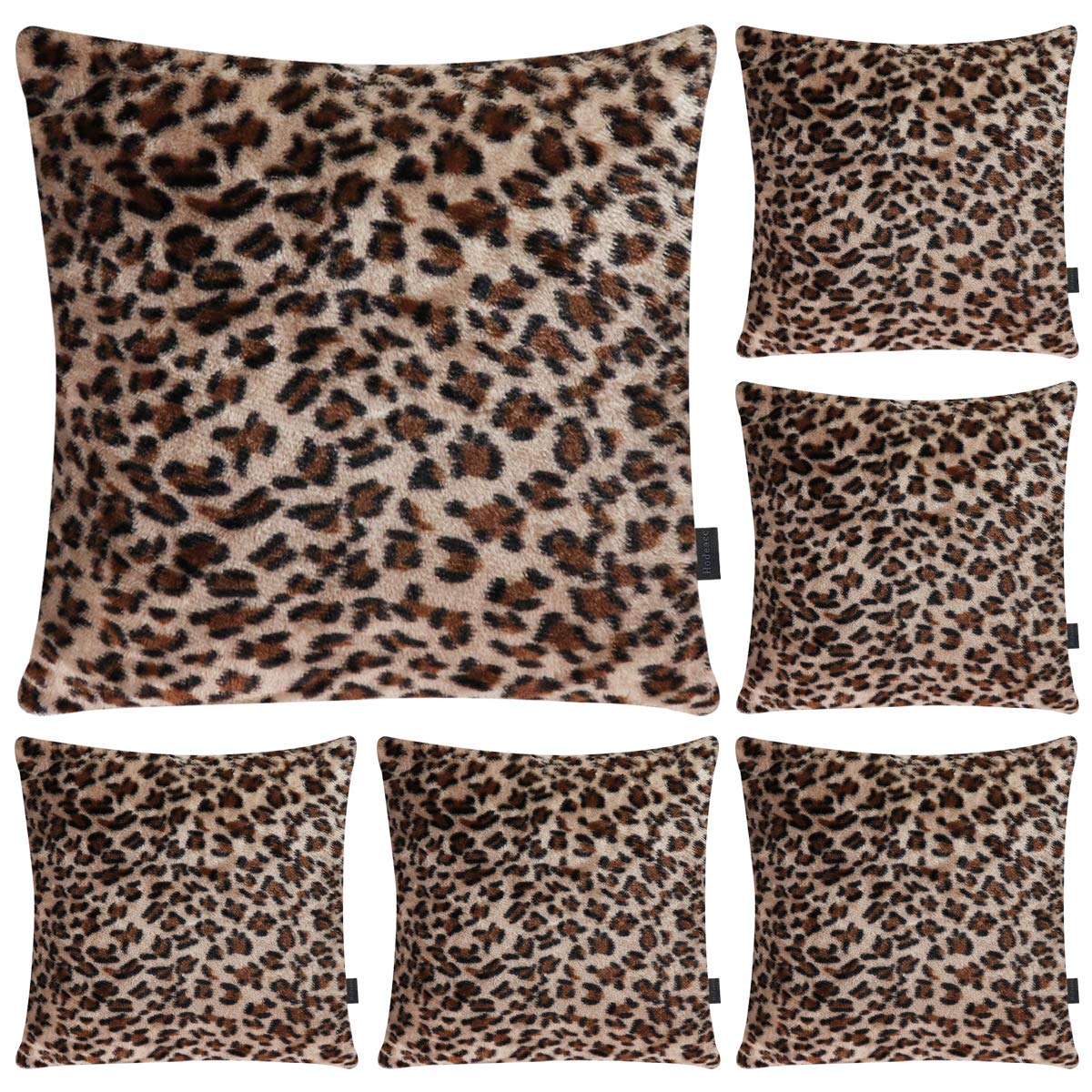 Hodeacc 6 Pack Leopard Printed Series Pillow Covers,Soft Plush Animal Theme Faux Fur Decorative Throw Pillowcase Home Decor Cushion Cover,20x20 inch (CASE ONLY) — image 1