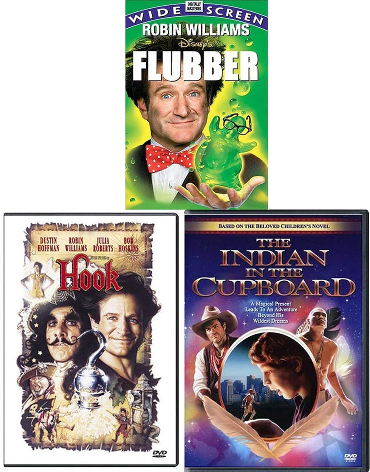 Amazon Com Elastic Goo Called Flubber Disney Classic Children S Fantasy Films The Indian In The Cupboard Hook Robin Williams Dvd Imagination Movie Bundle Movies Tv