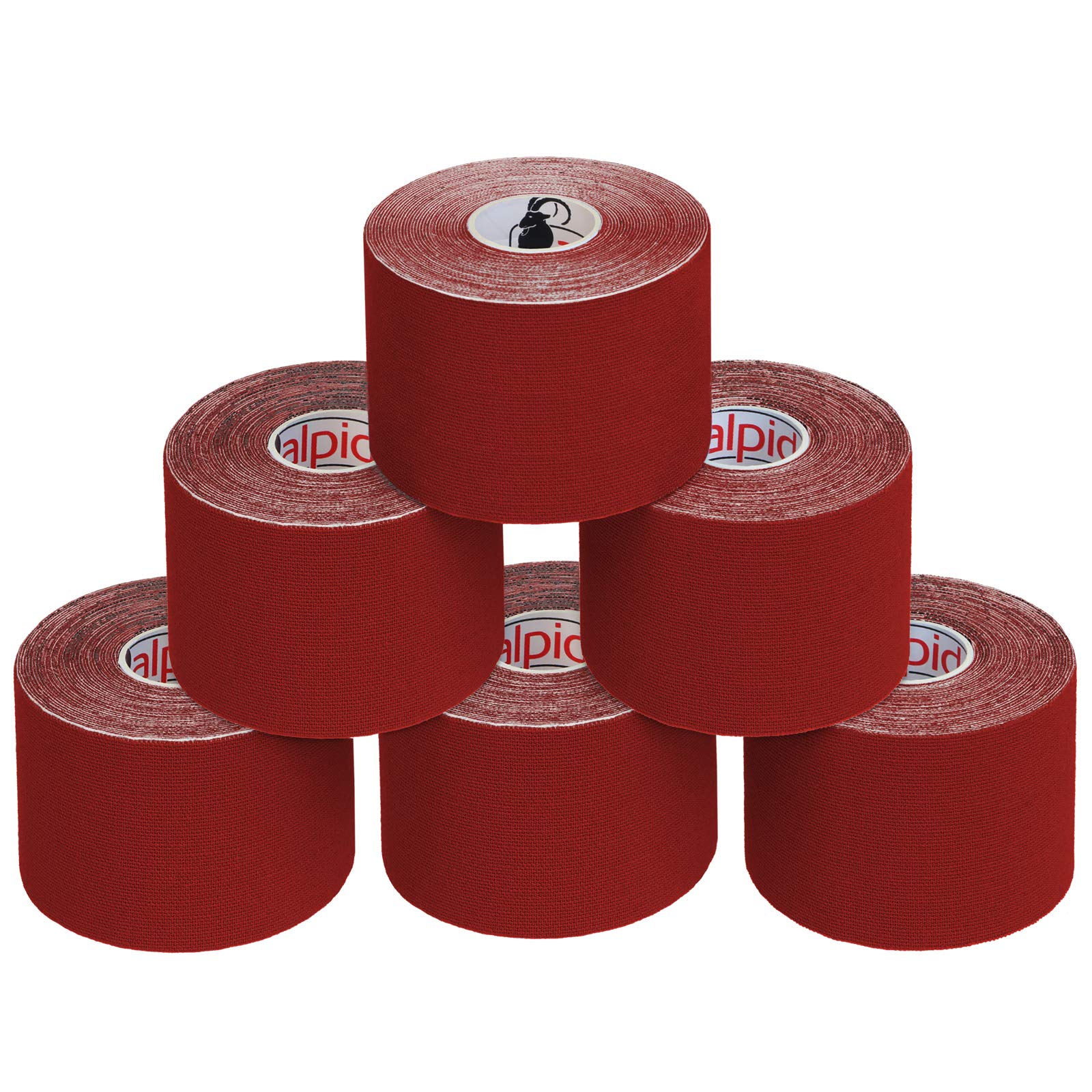 ALPIDEX Kinesiology Tape 1/3/ 6/12 Rolls Many Colors 5 m x 5 cm Application Examples E- Book Skin Friendly Muscle Support Elastic Strapping Tape, Colour:red, Quantity:6 Rolls