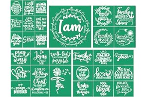 JAJADO Inspirational Silk Screen Stencils 5 Pcs, Self Adhesive Stencils Reusable Christian Faith Family Home Mesh Stencils Screen Print Transfers for Painting on Wood/Shirt/Mug/Wall DIY Home Decor