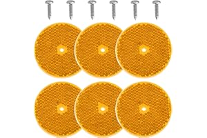 smseace 12pcs Safety Reflectors Yellow Round Reflectors with Stainless Steel Screw Used for Mailboxes,Driveway,Tunnels,Post,C