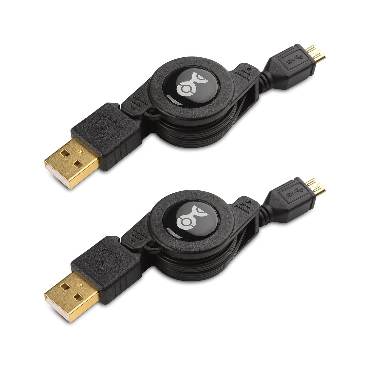 Cable Matters (2-Pack Gold-Plated Retractable USB to Micro-USB Charge &amp; Sync Cable - 2.5 Feet