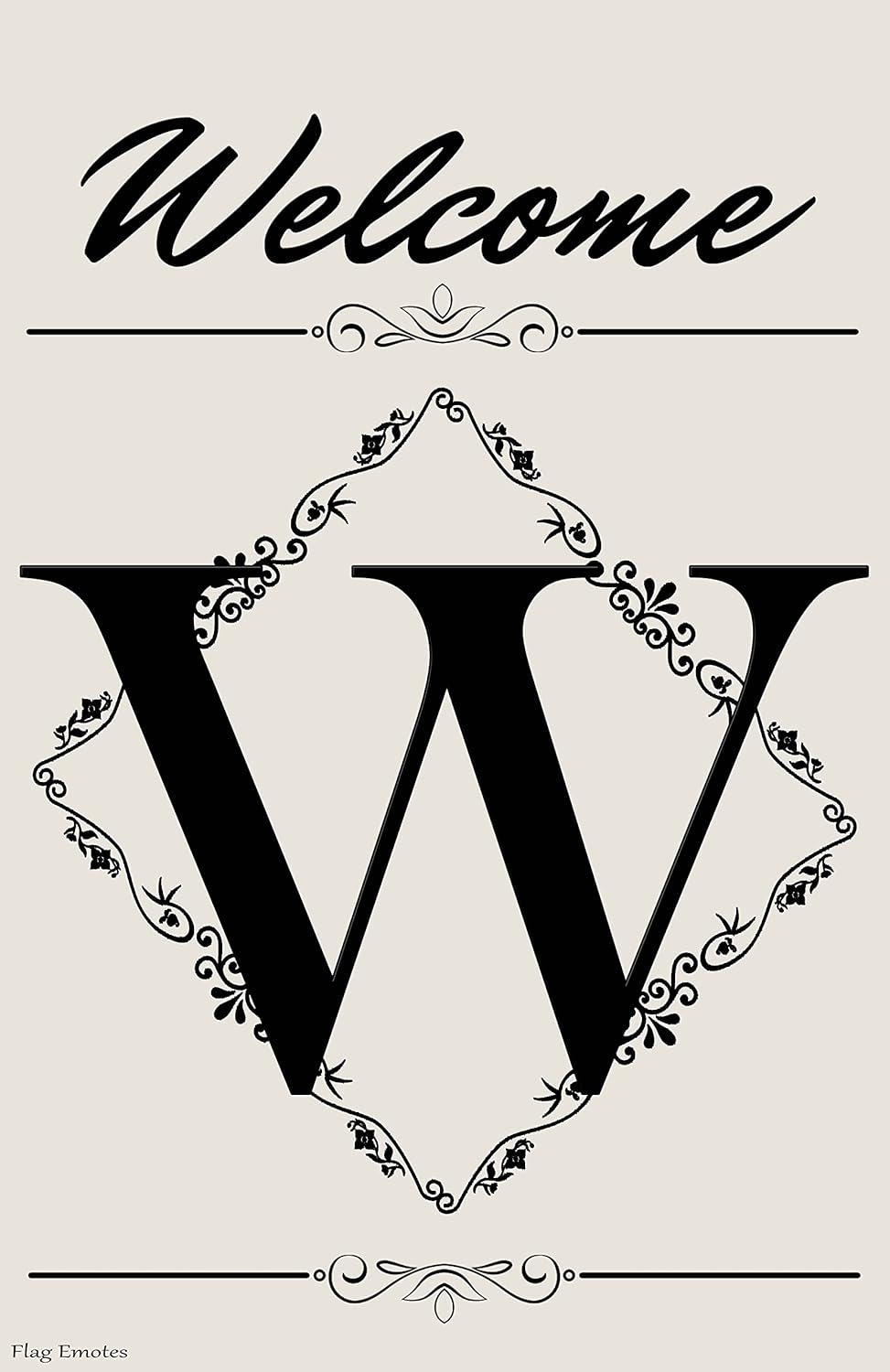 Amazon Com Flag Emotes Monogram W Welcome Garden Flag Double Sided Diamond Floral Vine Garden Outdoor