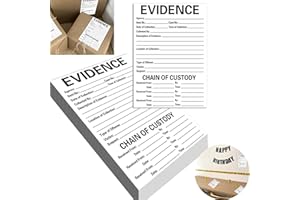WOOTILE Adhesive Evidence Label 4 X 6 Inches - Stick on Evidence Stickers 100 Evidence Labels Per Pack For Forensics Class,Theme Birthday Party