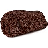 PetAmi Fluffy Waterproof Dog Blanket for Small Medium Dogs, Soft Warm Pet Sherpa Throw Pee Proof Couch Cover, Reversible Cat Puppy Bed Blanket Sofa Protector, Plush Washable Pad (Brown, 24x32)