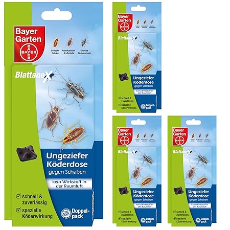 Bayer Blattanex Ungeziefer-Köderdose gegen Schaben, 4 x 2 Dosen