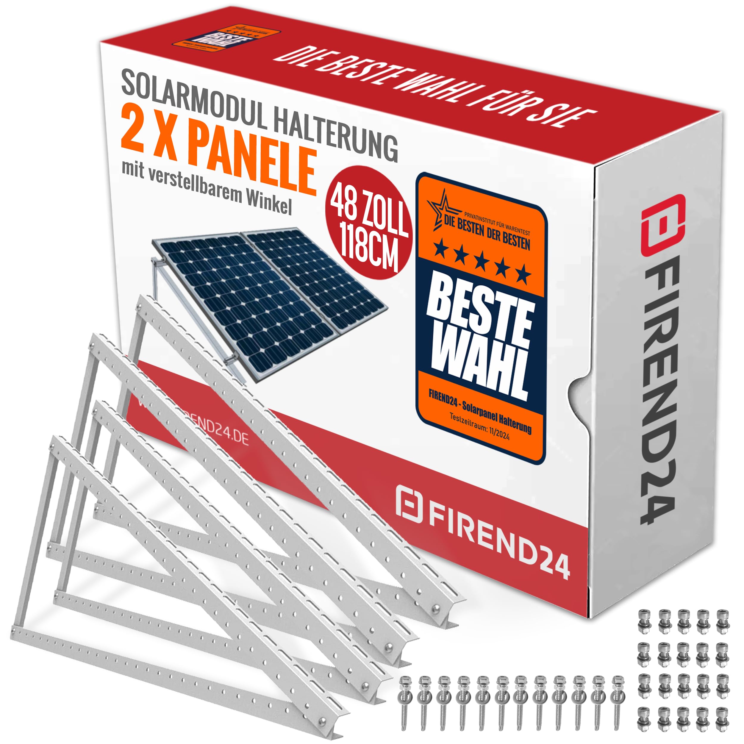 4x Solarmodul Halterung 1180mm Set Profil 40x28x3! für 2 Solarpanels Solarmodul Flachdach Aufständerung Photovoltaik Universal Balkonkraftwerk Robuste Wand Flachdachmontage, Wetterbeständig, PV Module