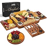 SMIRLY Charcuterie Boards Set - Large Bamboo Cheese Board Set - House Warming Gifts New Home, Wedding Gift for Couple, Bridal Shower Gift, Birthday Gifts for Women