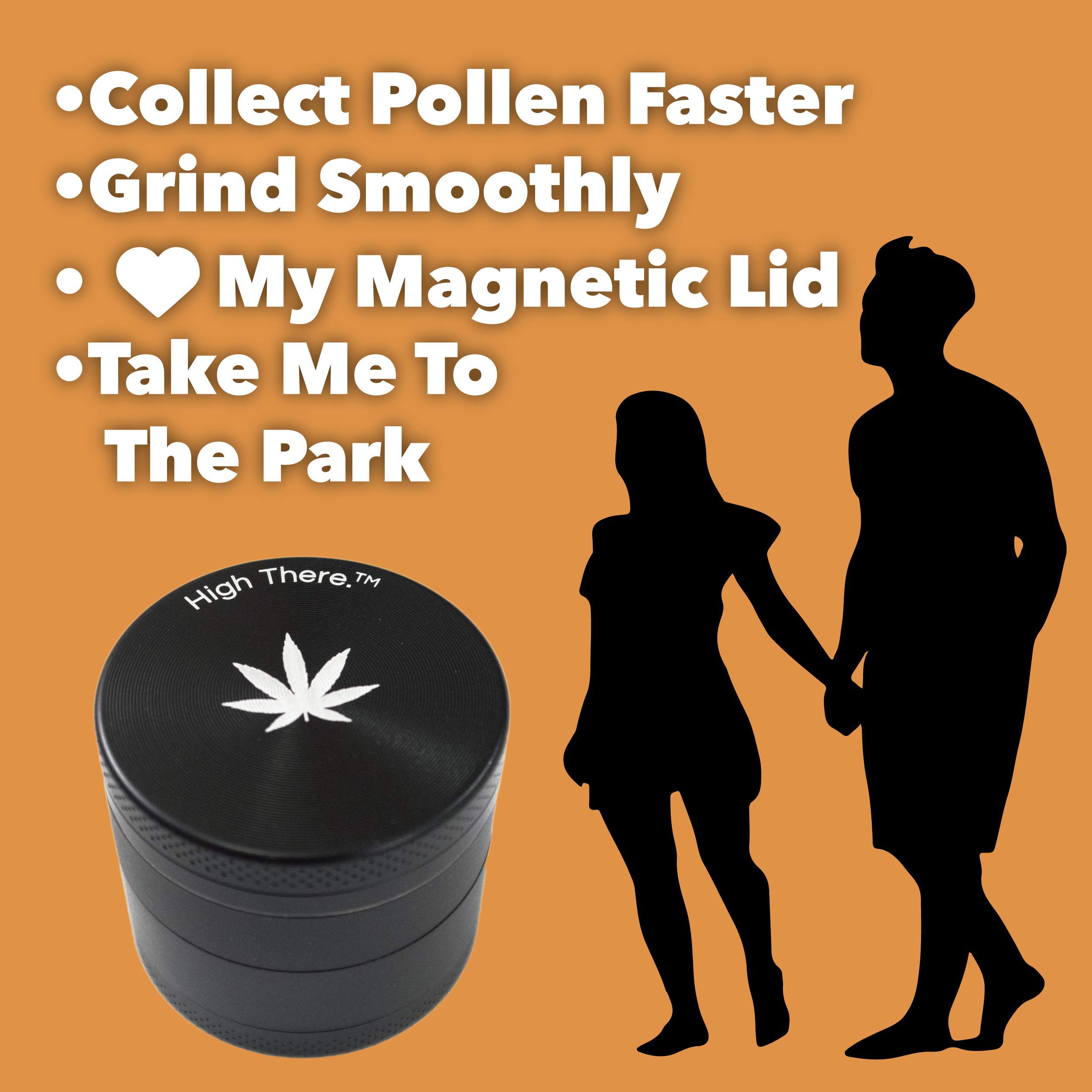 High There Ultimate 5 Piece Herb Grinder with Kief Catcher, Blue Zinc Alloy