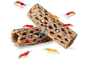 Hygger CO2 6“ Resin Cholla Wood Aquarium Décor Wood- Realistic Shrimp Hideout & Climbing Toy (6" L×2”Dia, 2pcs)
