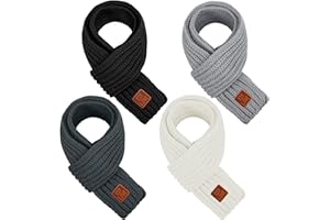 TODDOR 4 Pieces Kids Scarf Winter Knitted Kids Scarves Solid Color Neck Warmer for Children
