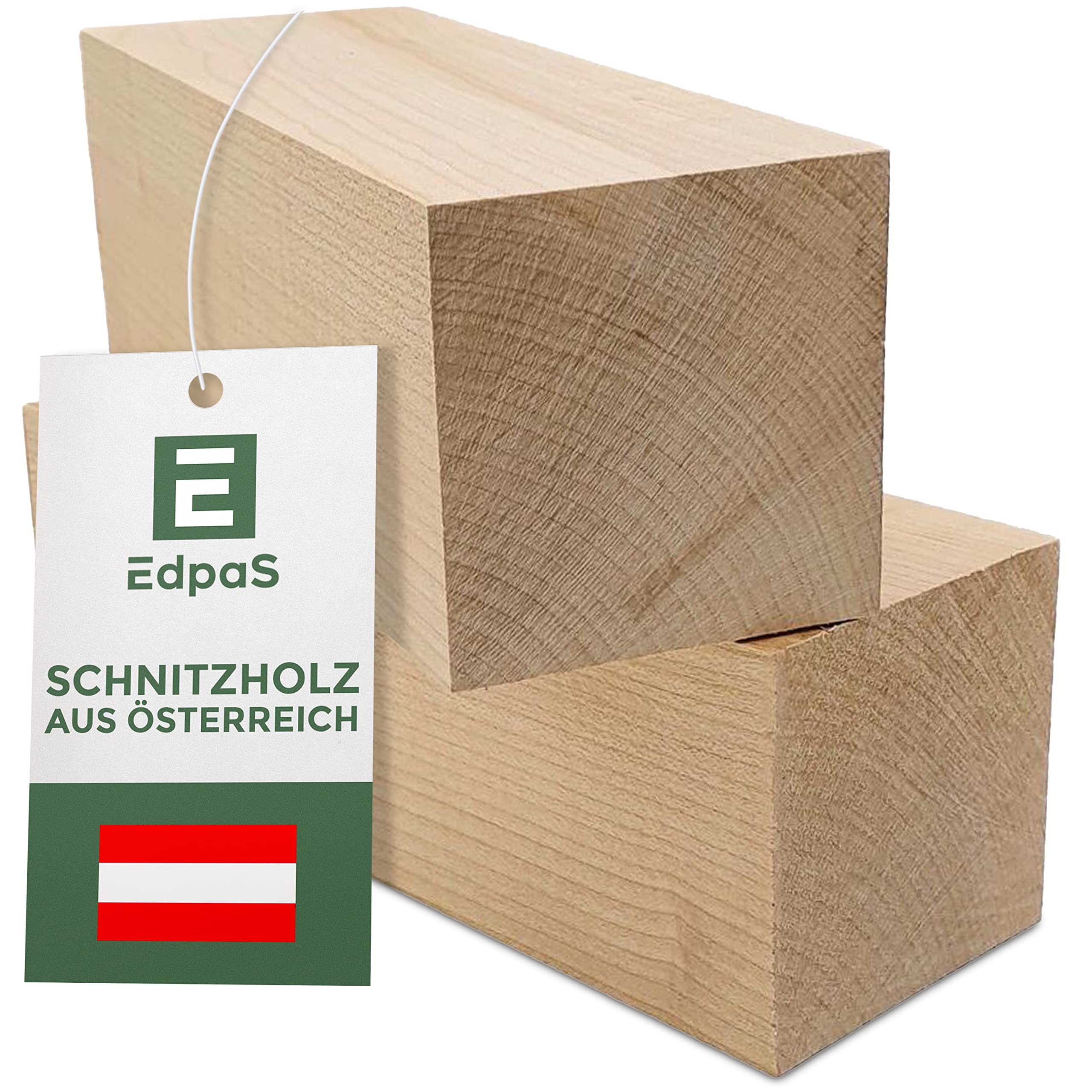 EdpaS Maple Wood Carving Blocks - 2-Piece Set - Untreated Wood for Carving for Children - Turning Wood for Creating Figures, Vases, Bowls, Dishes, Sculptures