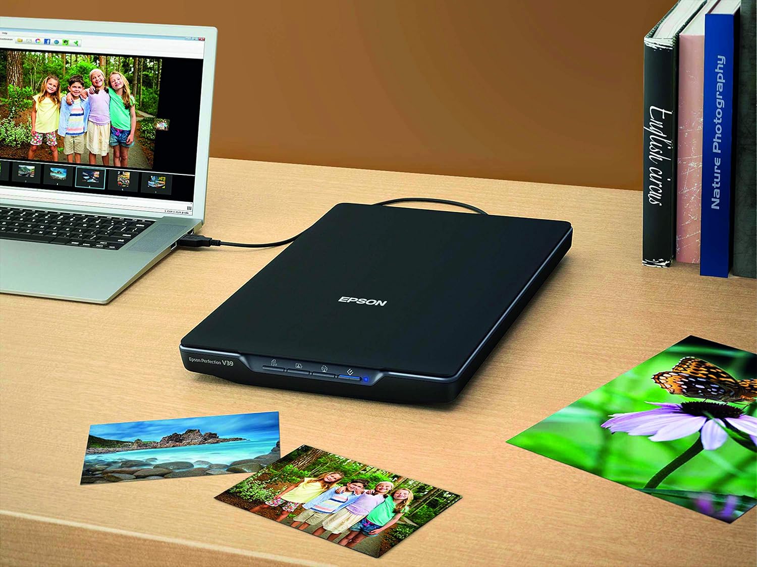 Epson Perfection V39 Color Photo & Document Scanner with Scan-To-Cloud & 4800 Optical Resolution,Black: Electronics