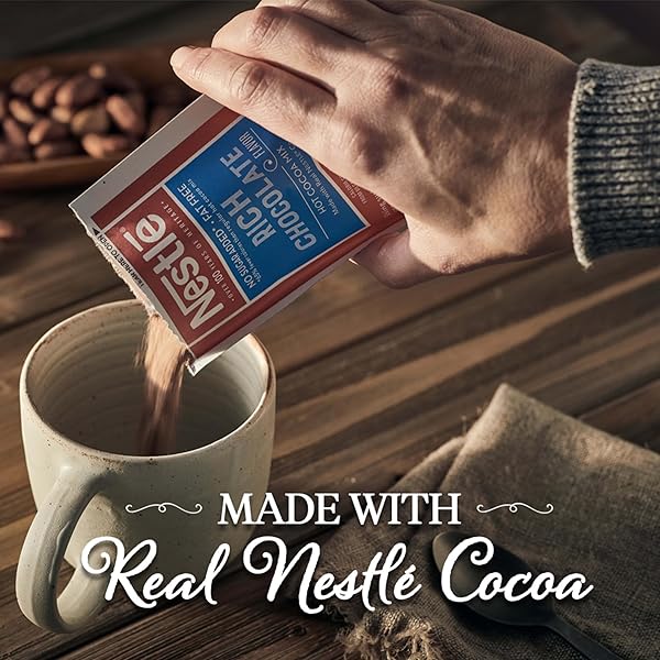 NESTLE HOT CHOCOLATE PACKETS, HOT COCOA MIX, NO SUGAR ADDED AND FAT FREE, BULK PACK, 0.28 OZ PACKET (PACK OF 30)