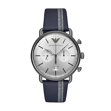 Emporio Armani Herren Chronograph Quarz Uhr mit Leder Armband AR11202