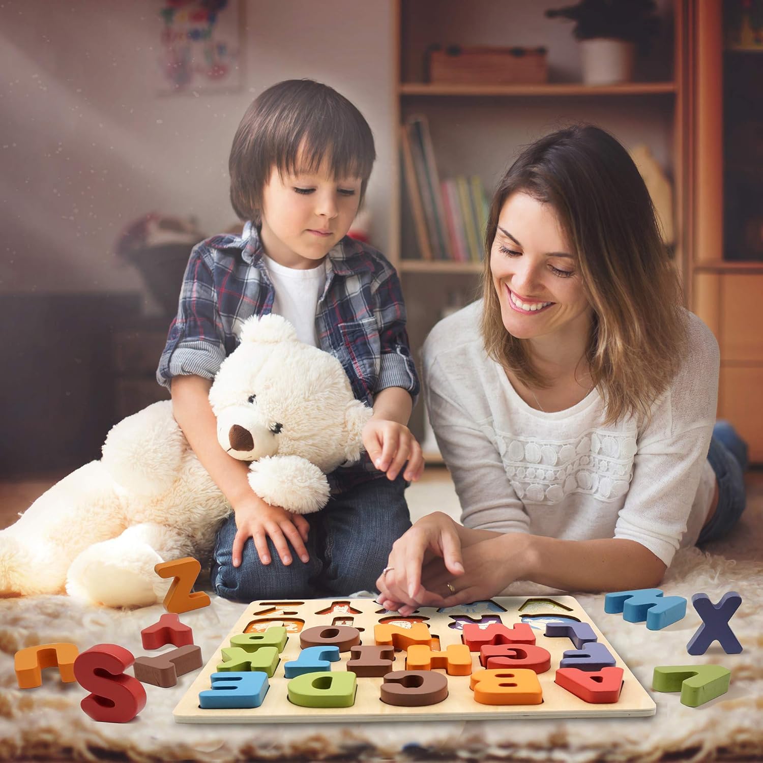 Alphabet Wooden Puzzles, ABC Learning for Toddlers. Educational Toys for 2-5 Years Old. Montessori Toddler Toys. Puzzle Board for Boys & Girls. Preschool Learning. Toddler Activities Kids Toys.: Toys & Games