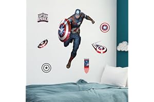 Wall Palz Marvel Captain America Wall Decals - 24" Avengers Removable Vinyl Stickers for Kids Bedroom Playroom Bathroom - Peel and Stick Room Décor