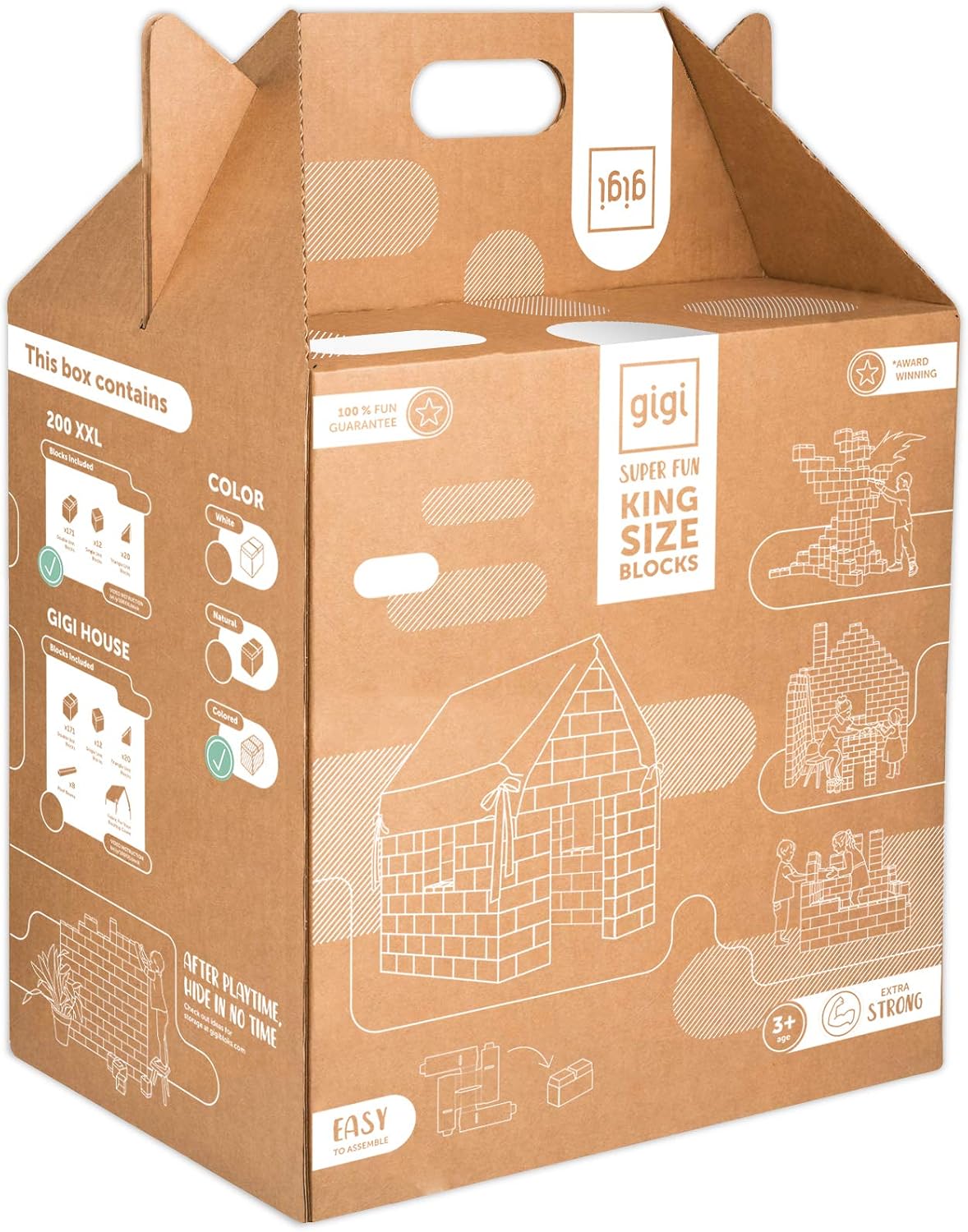 GIGI BLOKS 200 XXL Colored Large Building Blocks for Kids Stackable & Interlocking, Coloured, 200 XXL Blocks - Image 3