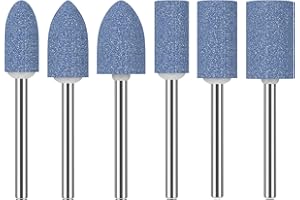 HUHAO 6Pcs Different Shapes Head Grinding Stones Sets - 3mm Shank Abrasive Mounted Stone Grinding Wheel Head Mounted Grinding Point Stone Heads for Rotary Tools Grinding, Polishing,Sharpening