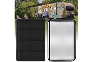 RV Murts RV Door Window Shade, 25" x 16" Magnetic Foldable Camper Door Window Insulation Cover UV Reflection, Privacy Protection Travel Trailers Sun Blackout, Velcro Waterproof Thickened Oxford Fabric