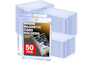 50ct Magnetic Card Holders, 35PT One Touch Trading Card Holder with U-V Protection, Magnet Case for Sports, Football, Basebal