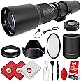 Opteka 500mm/1000mm f/8 Manual Telephoto Lens for Nikon F D6, D5, D4, Df, D850, D810, D800, D780, D750, D610, D500, D7500, D7200, D7100, D5600, D5500, D5300, D5200, D5100, D3500, D3400, D3300, D3200