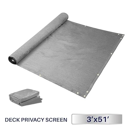 3 x 51, Solid Grey: Windscreen4less Deck Privacy Screen for Backyard, Patio, Balcony, Pool, Porch, Railiing, Gardening, Fence Shield Rails Protection GRE