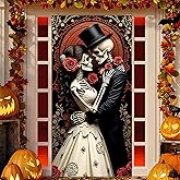LanttAotte Day of The Dead Decorations Mexican Dia De Los Muertos Door Covers Scary Halloween Skeleton Banner for Front Door Bathroom
