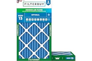 Filterbuy 15x25x2 Air Filter MERV 13 Optimal Defense (2-Pack), Pleated HVAC AC Furnace Air Filters Replacement (Actual Size: 